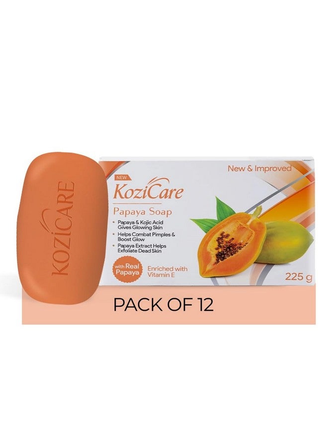 HealthVit Kozicare Kojic Acid Soap & Glutathione Soap | Papaya Soap | Body Tan Removal Soap | Ghar Ka Soap | Bath Soap Combo Offers | Bathing Soaps For Glowing Skin | Helps Exfoliate Dead Skin - Pack Of 12 - Image 1