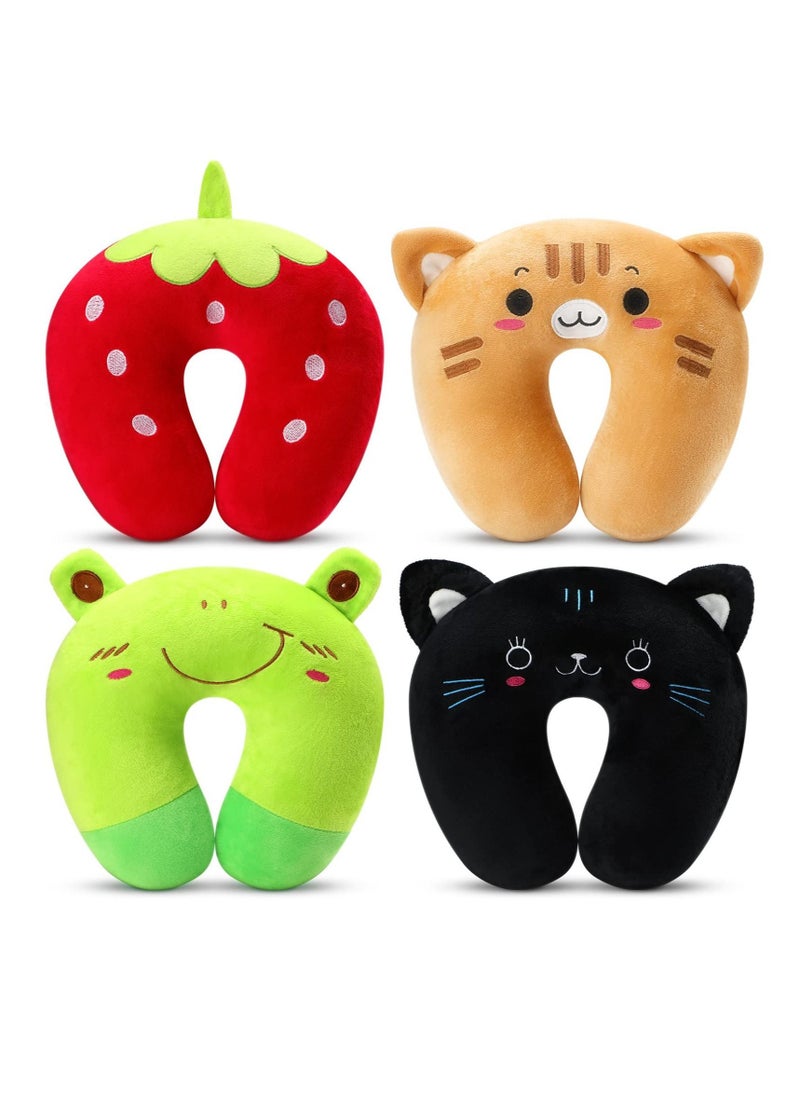 Y&D Neck Pillows for Kids - Set of 4 Soft U-Shaped Pillows,Car Seat Comfortable PP Cotton Pillow Airplane Sleeping Children Gift  - Image 1
