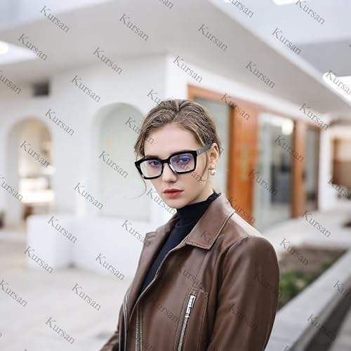 Kursan Classic Non Prescription Clear Lens Glasses for Women Men Thick Square Frame Eyeglasses (2 Pack Bright Black) - Image 4