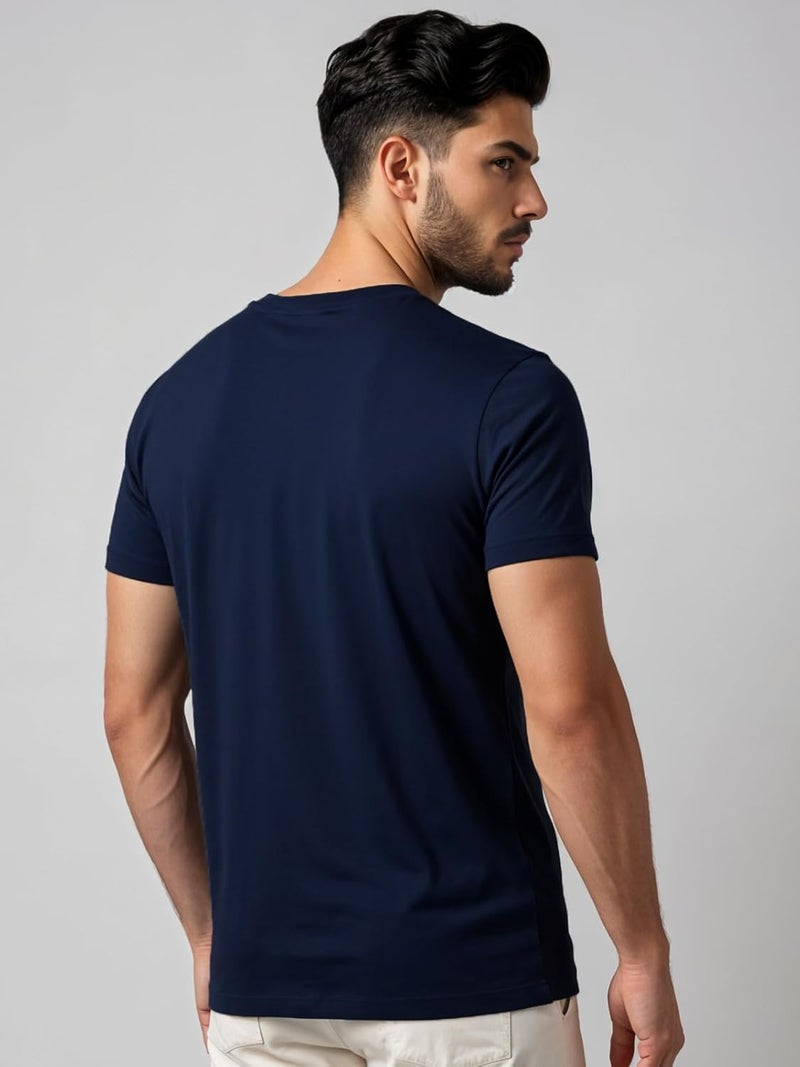 ADRO Men's Regular Fit T-Shirt - Bold Block Vision BLVCK Design in Navy Blue - Image 4