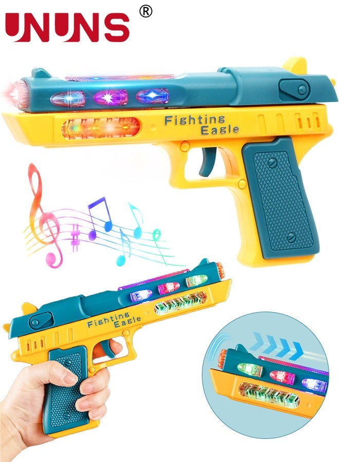 UNUNS Light Up Pistol Toy,Hand Gun Toys With Sound Effects And Dazzling Electric LEDs Light,Sound Light Toy Guns,Indoor Outdoor Gun Toy Shooting Game For Boys Girls Kids,Birthday Gifts Age 3+,Green Yellow - Image 1