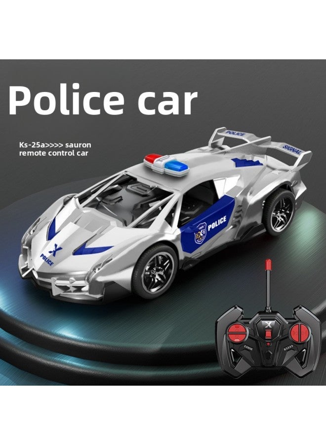 Rc Drift Wireless Remote Control Car Charging Four-way Remote Control Police Car Sports Car 6-12 Year Old Boy Electric Toy Car Generation-Color:37a [black And White] Enlarged Edition-lambo Remote Control Police Car-Scale:Standard Version [lithium Battery * 1 + Charging Cable] Mail Order Box  - Image 4