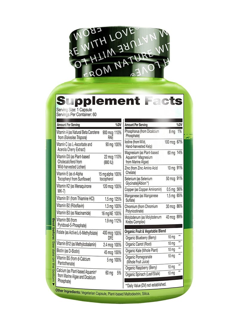 NATURELO - One Daily Multivitamin For Women 50+ Support,Bone Heart & Brain Health - Dietary Supplement 60 Vegetarian Capsules - Image 1