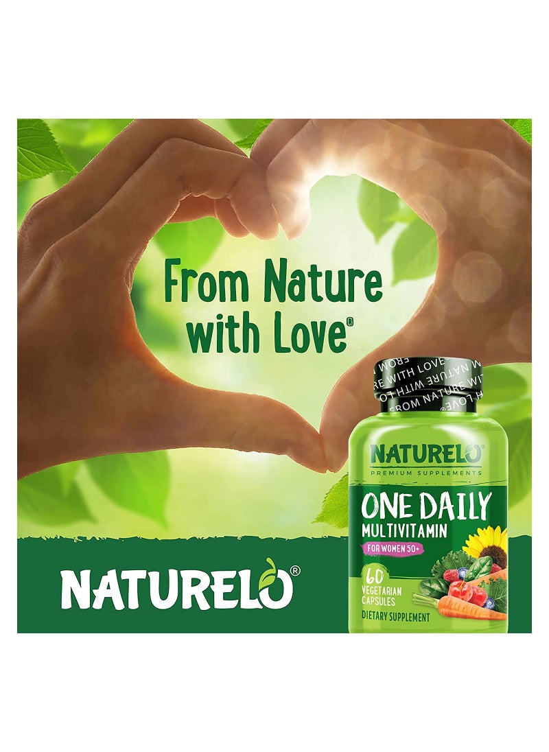 NATURELO - One Daily Multivitamin For Women 50+ Support,Bone Heart & Brain Health - Dietary Supplement 60 Vegetarian Capsules - Image 1