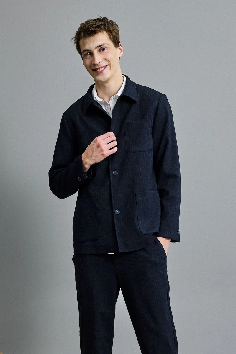 ديفاكتو Relax Fit Twill Cotton Lined Blazer