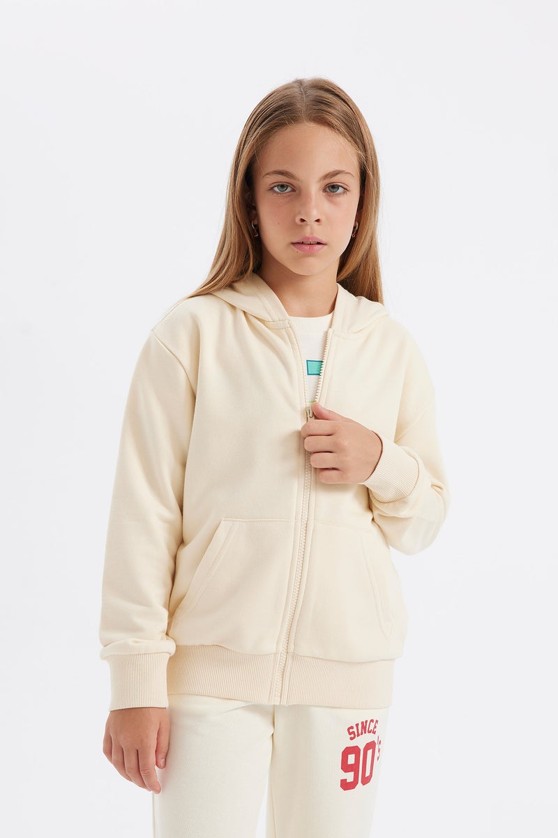 DeFacto Girl Basic Hooded Zippered School Cardigan - Image 4