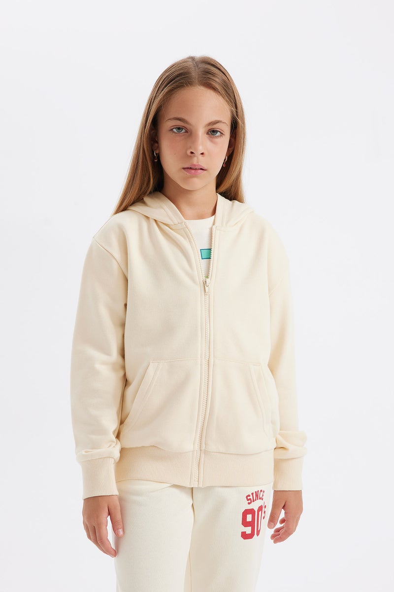 DeFacto Girl Basic Hooded Zippered School Cardigan - Image 1