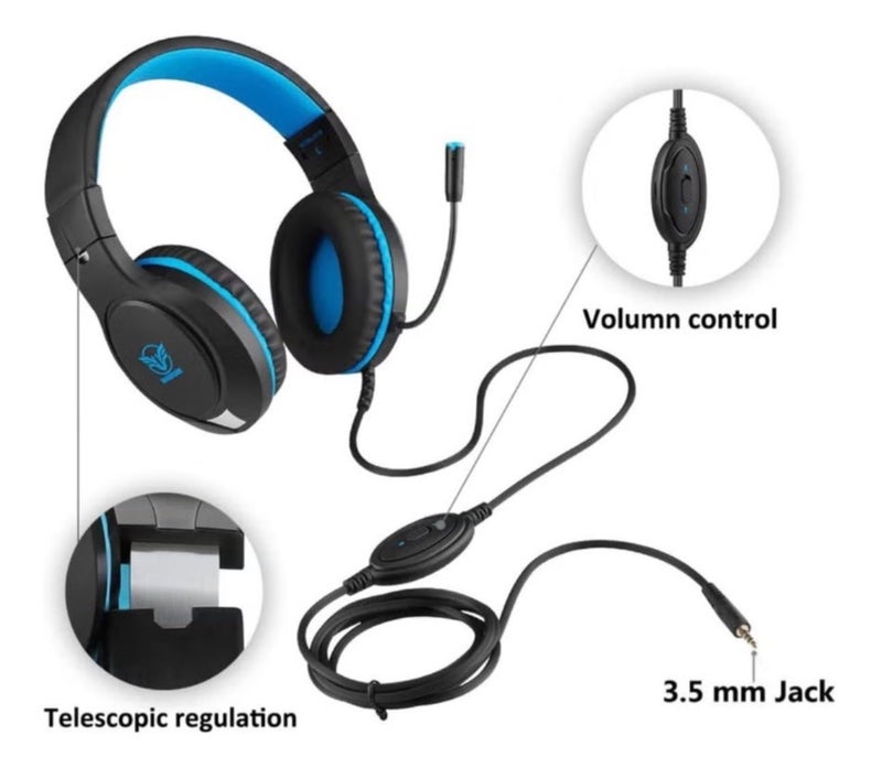 MASACEGON H-10 Wired Gaming Headset for PS5, PS4, Xbox One, Nintendo Switch & PC – Immersive Stereo Bass Sound Gaming Headphone with Noise Reducing Mic, Soft Over-Ear Comfort Fit - Image 4