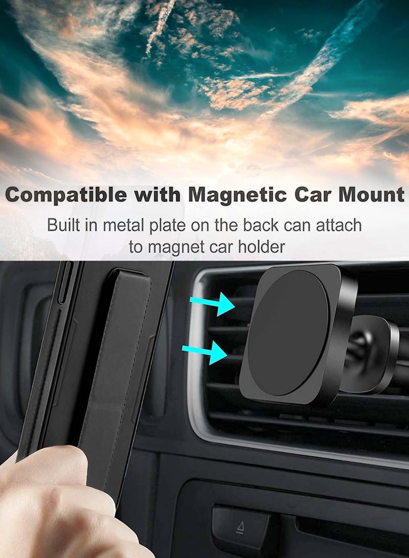 Wtech Honor 200 Pro 5G 2024 Hand Grip Foldable Magnetic Kickstand Wrist Strap Finger Grip With Built-In Iron Modern Camera Lips Case Cover - Black - Image 2