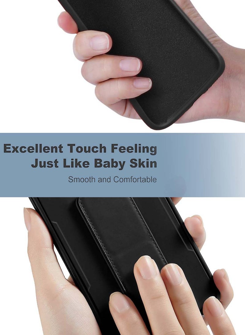 Wtech Honor 200 Pro 5G 2024 Hand Grip Foldable Magnetic Kickstand Wrist Strap Finger Grip With Built-In Iron Modern Camera Lips Case Cover - Black - Image 3