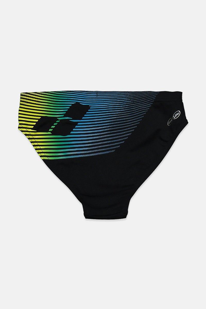 arena Kid Boys Drawstring Pull,On Swimwear Brief, Black and Soft Green  - Image 2