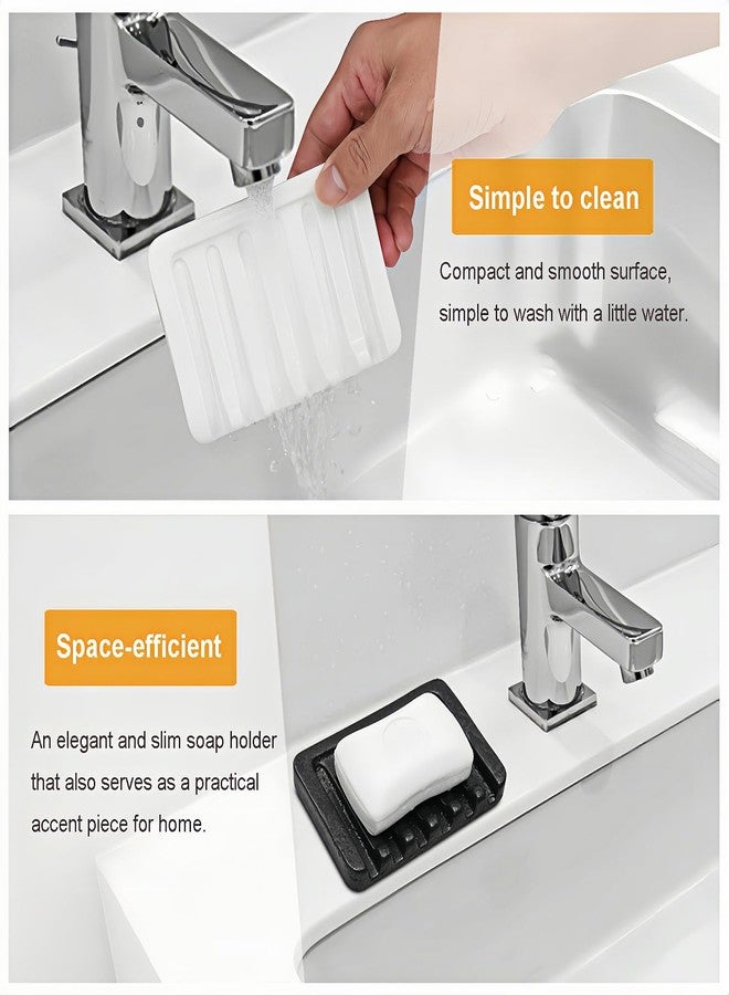 Vonpri Self Draining Soap Dish, Ceramic Soap Holder for Shower, Vonpri Waterfall Bar Soap Case Saver Tray Sponge Organizer Keep Dry for Bathroom Kitchen Counter Sink (2, White) - Image 3