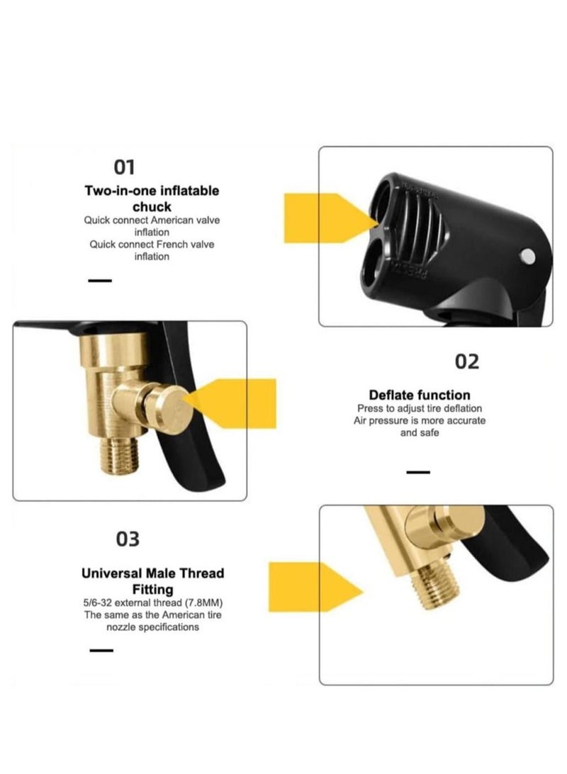 Generic 2 Pcs Dual Head Bike Track Pump Head, Bicycle Tyre Air Pump Valve Adapter Connector for Mountain Bike Road, Bike Replacement Accessories  - Image 4