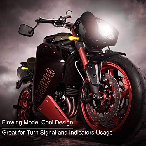 Kinstecks 4PCS Motorcycle Turn Signal Lights - Flowing LED Amber Indicators for Motorbike - 12V 12LEDs Bulbs - Image 2