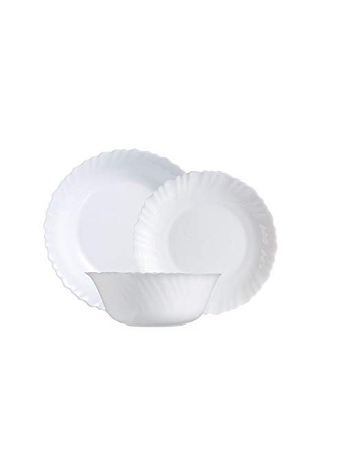 Incrizma Incrizma Bachelor Opal Glass Dinner Set (Feston White) - 8 Pieces 