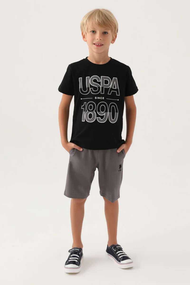 U.S. Polo Assn. Base. Polo Assn Licensed Compartmented Black Boys Bermuda Suit