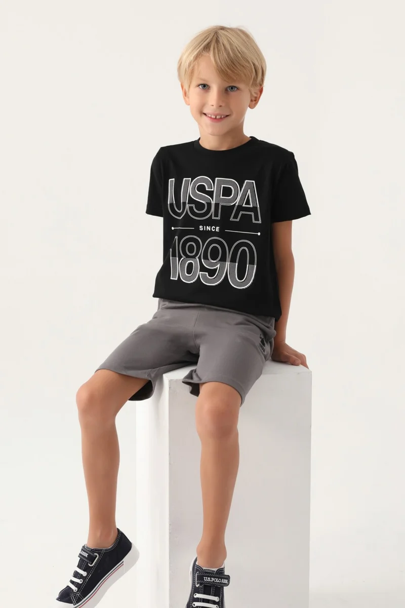 U.S. Polo Assn. Base. Polo Assn Licensed Compartmented Black Boys Bermuda Suit