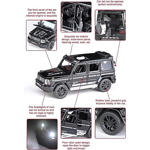 DEZICON 1:32 Scale G Wagon Toy Car Die Cast Model Metal Toy Car for Kids with Light Sound Pull Back Openable Door - Image 4