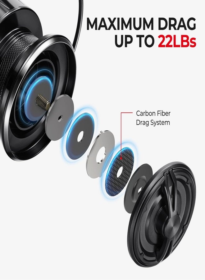 Piscifun بكرة صيد Piscifun Carbon XT، خفيفة الوزن حتى 6.6 أونصة، إطار ودوار من الكربون، قوة سحب قصوى 22 رطلاً، 8+1 محمل كروي محمي، نسبة تروس 5.2:1، بكرة صيد سلسة وقوية للمياه العذبة، 2000 - Image 4