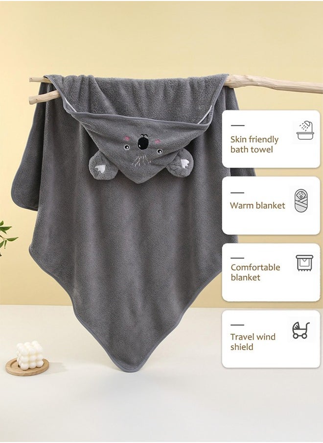 Occuwzz Coral Fleece Hooded Baby Towels - Koala Pattern Super Absorbent Baby and Toddler Cute Bath Towels for Boys and Girls Unisex  - Image 4