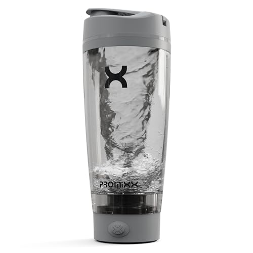 PROMIXX زجاجة شاكر بروماكس برو - إصدار جديد - قابلة للشحن، قوية لاهتزازات البروتين السلسة - تشمل تخزين المكملات، خالية من BPA، كوب سعة 20 أونصة، رمادي رائع - Image 1