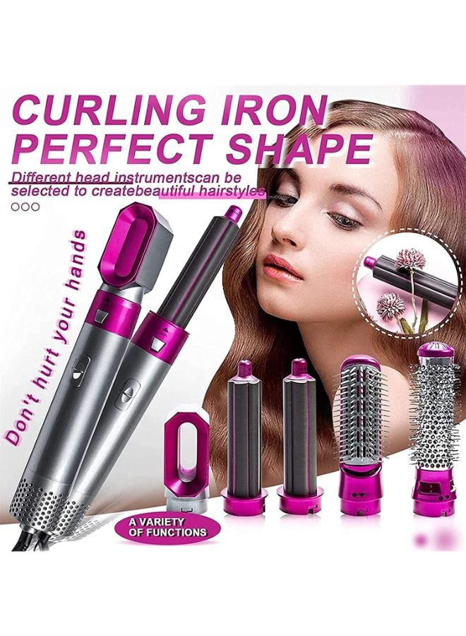 SHOPI 5 In 1 Hair Curler Rotating Hair Dryer Hair Straightener Comb Curling Brush 5 interchangeable barrels, 3 adjustable modes, 30S heating, smoothing iron styling tools - Image 1