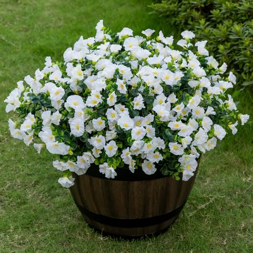 Lnoicy Artificial Flowers for Outdoor 12 Bundles Eucalyptus Fake Flowers for Planter,UV Resistant Fake Morning Glory for Home/Porch/Garden Decoration（White） - Image 1