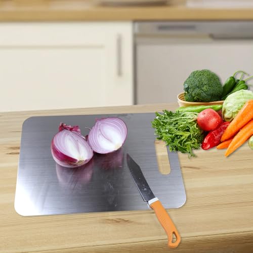 Gnodry Titanium Cutting Board - 100% Pure Titanium Cutting Boards for Kitchen, Food Grade 304 Stainless Steel Cutting Board Set for Meat Fruit & Vegetable (13.4 * 9Inch) - Image 3