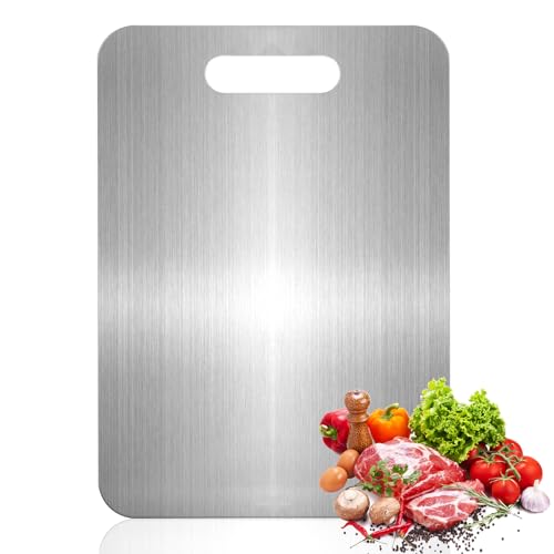Gnodry Titanium Cutting Board - 100% Pure Titanium Cutting Boards for Kitchen, Food Grade 304 Stainless Steel Cutting Board Set for Meat Fruit & Vegetable (13.4 * 9Inch) - Image 1