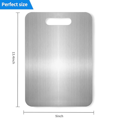 Gnodry Titanium Cutting Board - 100% Pure Titanium Cutting Boards for Kitchen, Food Grade 304 Stainless Steel Cutting Board Set for Meat Fruit & Vegetable (13.4 * 9Inch) - Image 2