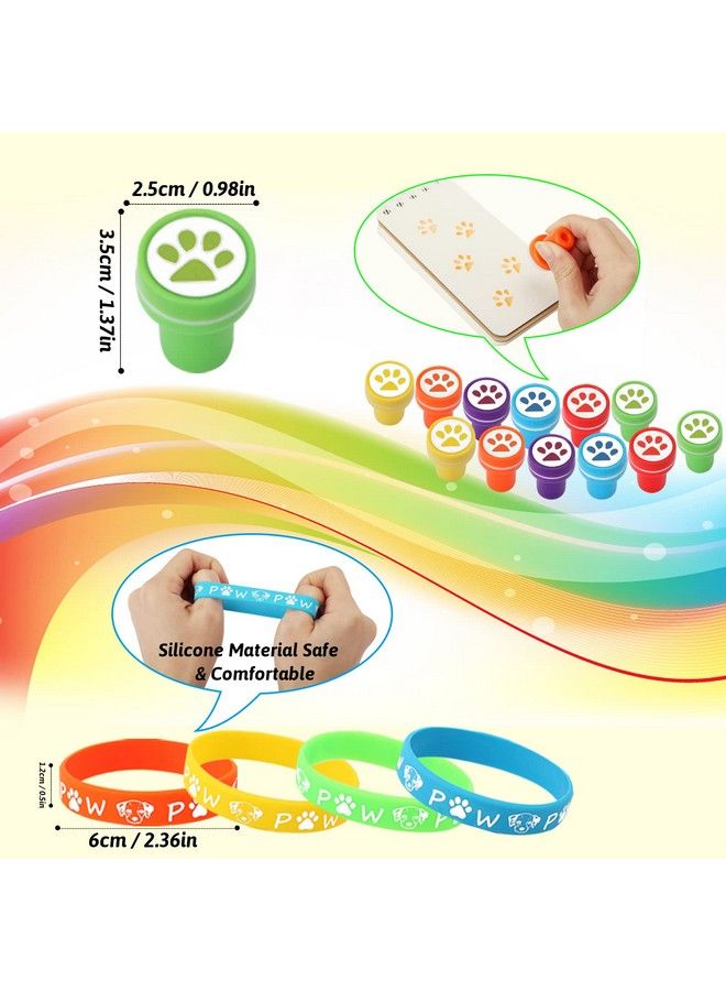 134Pcs Dog Paw Party Favors Set Dog Paw Print Bracelet Necklace Keychain Brooch Sticker Erasers Puppy Gift Bag For Kids Boys Girls Birthday Goodie Bags Animal Theme Supplies  - Image 4