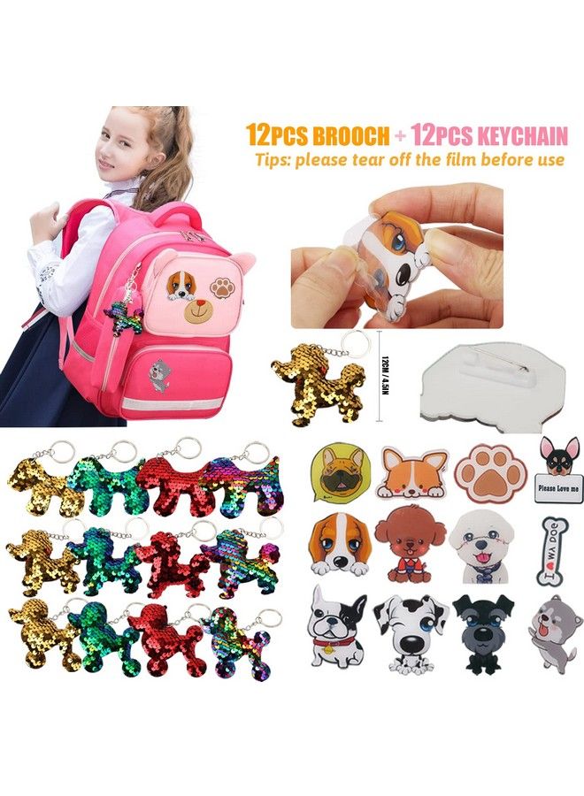 134Pcs Dog Paw Party Favors Set Dog Paw Print Bracelet Necklace Keychain Brooch Sticker Erasers Puppy Gift Bag For Kids Boys Girls Birthday Goodie Bags Animal Theme Supplies  - Image 5