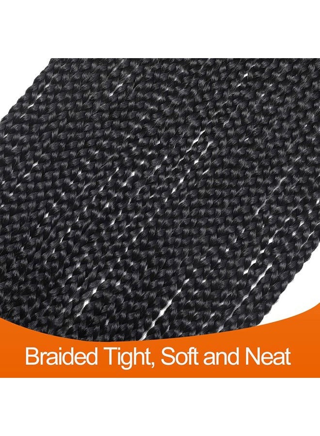Chicmoi Box Braid Crochet Hair 24 Inch Long Crochet Braids 144 Strands Small Pre Looped Crochet Box Braids Hair for Black Women (24in 6pack, 1B) - Image 4