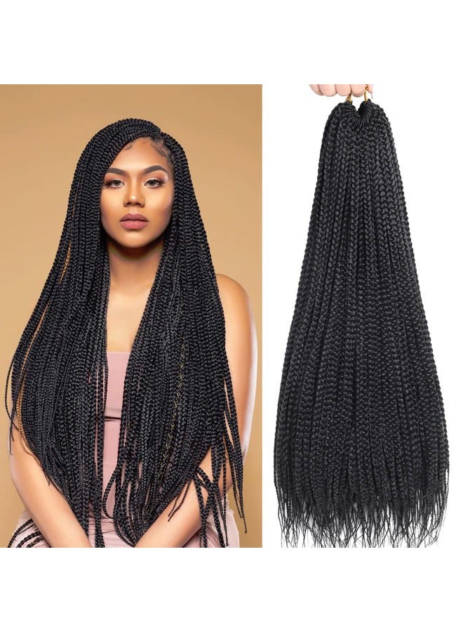Chicmoi Box Braid Crochet Hair 24 Inch Long Crochet Braids 144 Strands Small Pre Looped Crochet Box Braids Hair for Black Women (24in 6pack, 1B) - Image 1