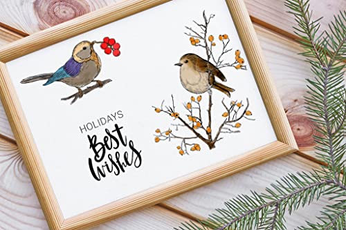 Hying Tree Birds Berry Clear Stamps for Card Making and Photo Album Decorations, Best Wishes Words Transparent Rubber Stamps Spring Flowers Silicone Stamps Seal for DIY Scrapbooking - Image 4