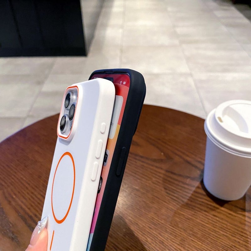 غطاء بسيط وردي مزيت بشكل حلقة دقيقة ماغنيتي بملمس مطفي مع حماية كاملة ضد السقوط متوافق مع آيفون 16 برو ماكس - Image 5
