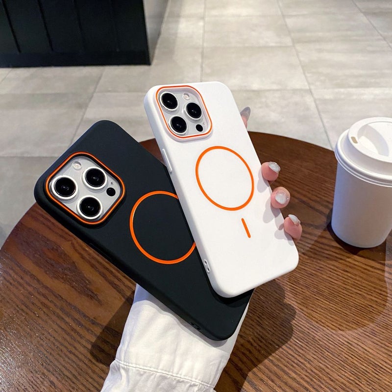 غطاء بسيط وردي مزيت بشكل حلقة دقيقة ماغنيتي بملمس مطفي مع حماية كاملة ضد السقوط متوافق مع آيفون 16 برو ماكس - Image 4