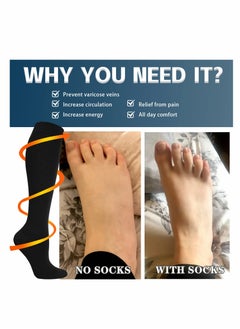 Excefore Compression Socks, 4 Pairs for Women and Men, 20-30 mmHg is Best for Athletic, Travel, Running, Fitness, Reduce Calf Pain Faster Recovery L/XL  - Image 2