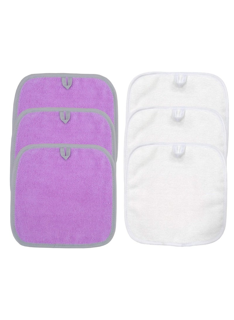 Polyte Premium Hypoallergenic Chemical Free Microfibre Makeup Remover and Facial Cleansing Cloth 6 Pack (20x20 cm, Purple/White) - Image 3