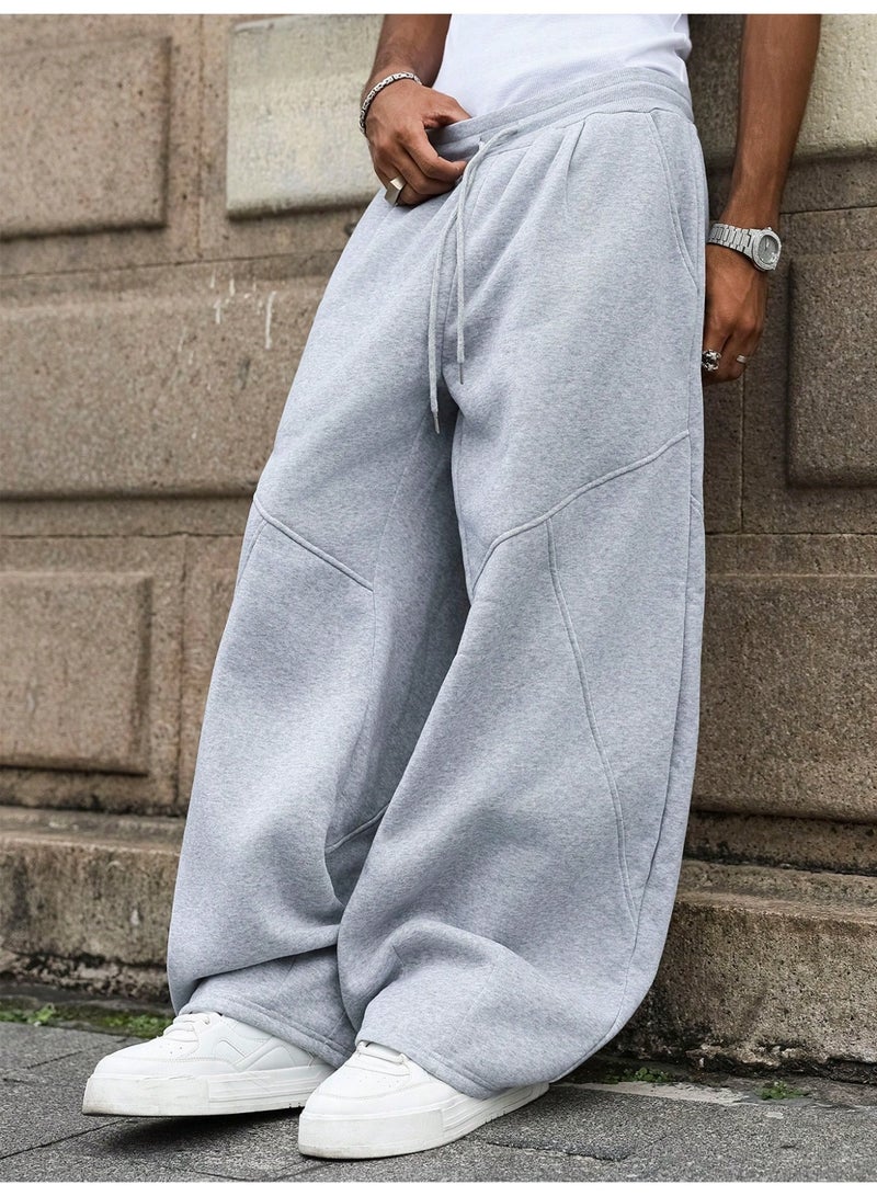 Men's Casual Pants Grey Baggy Sweatpants Wide Leg Oversized Trousers Streetwear Pants For Men - Image 1