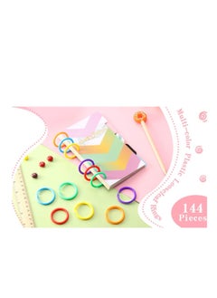 Y&D 144 Pieces Plastic Loose Leaf Rings Multi Color Binder Book Flexible for Cards Document Stack and Swatches Organization School Home Office Use 6 Colors  - Image 4