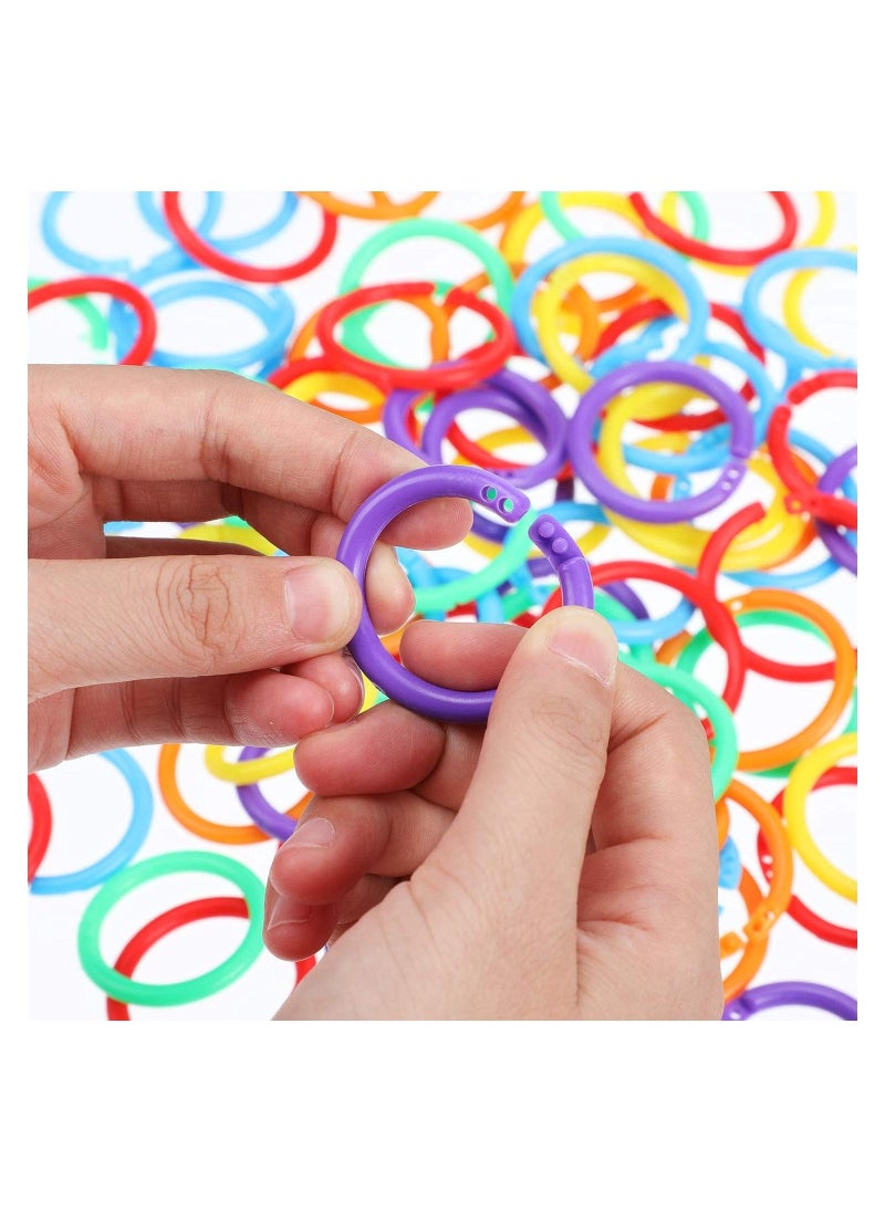 144 Pieces Plastic Loose Leaf Rings Multi Color Binder Book Flexible for Cards Document Stack and Swatches Organization School Home Office Use 6 Colors