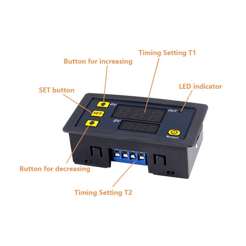 UMLIFE لوحة مرحل توقيت رقمي للسيارات DC 12V 20A 1500W مع عرض مزدوج، تحكم في تشغيل وإيقاف التوقيت، دعم دورة تأخير الوقت للسيارة (DC 12V) - Image 2