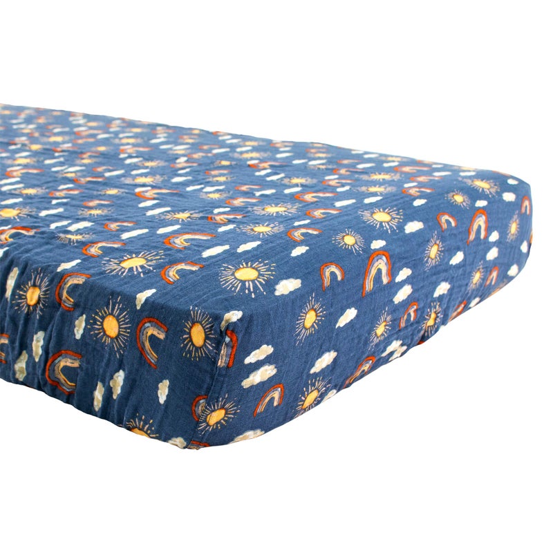 Bebe au Lait Bebe au Lait Classic Muslin Crib Sheet 100 Cotton Muslin Fits Standard Crib Mattress Hello Sunshine
