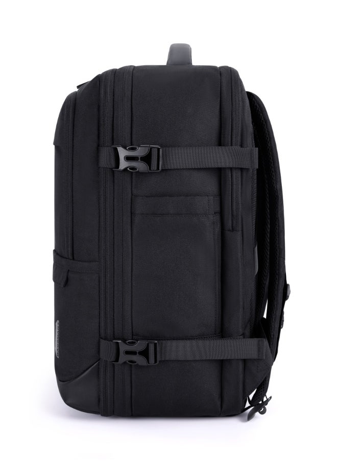 BAGSMART - BAGSMART Black Falco 40L Expandable Airline Approved Carry On Travel Backpack - Image 1