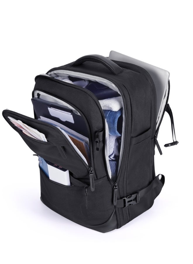 BAGSMART - BAGSMART Black Falco 40L Expandable Airline Approved Carry On Travel Backpack - Image 1