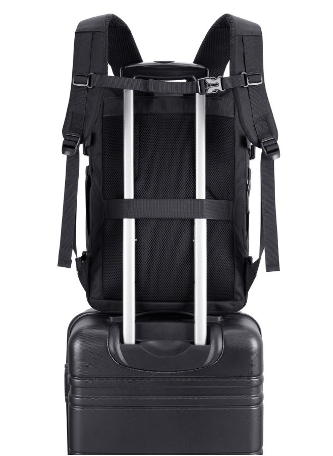 BAGSMART - BAGSMART Black Falco 40L Expandable Airline Approved Carry On Travel Backpack - Image 1
