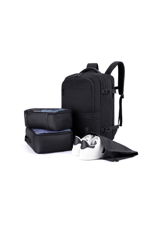 BAGSMART - BAGSMART Black Falco 40L Expandable Airline Approved Carry On Travel Backpack - Image 1