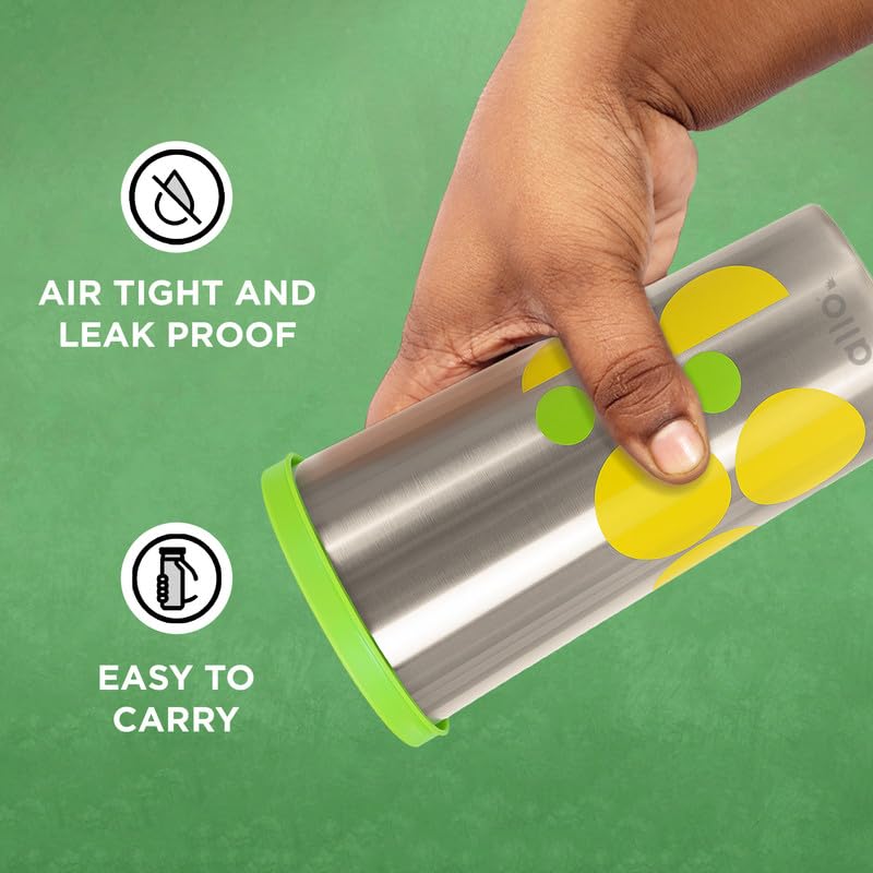 Allo Stainless Steel Tumbler with Lid, Leak Proof Water Tumbler for Home, Office, School, Travel, Kids Rust Proof, Multipurpose Storage Glass for Juice, Tea, Coffee, Milk, Green (550Ml) - Image 3