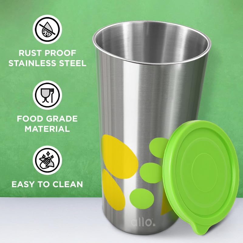 Allo Stainless Steel Tumbler with Lid, Leak Proof Water Tumbler for Home, Office, School, Travel, Kids Rust Proof, Multipurpose Storage Glass for Juice, Tea, Coffee, Milk, Green (550Ml) - Image 4